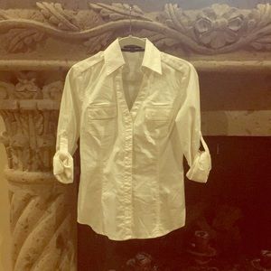 Express Design Studio quarter sleeve white polo